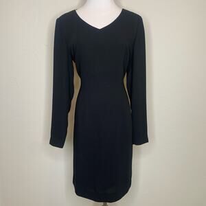 Ann Taylor Black Long Sleeve Sheath Dress Classic LBD Sz 8